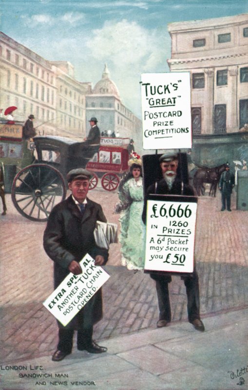 Homens, com, sanduíche, tábuas, londres de English School