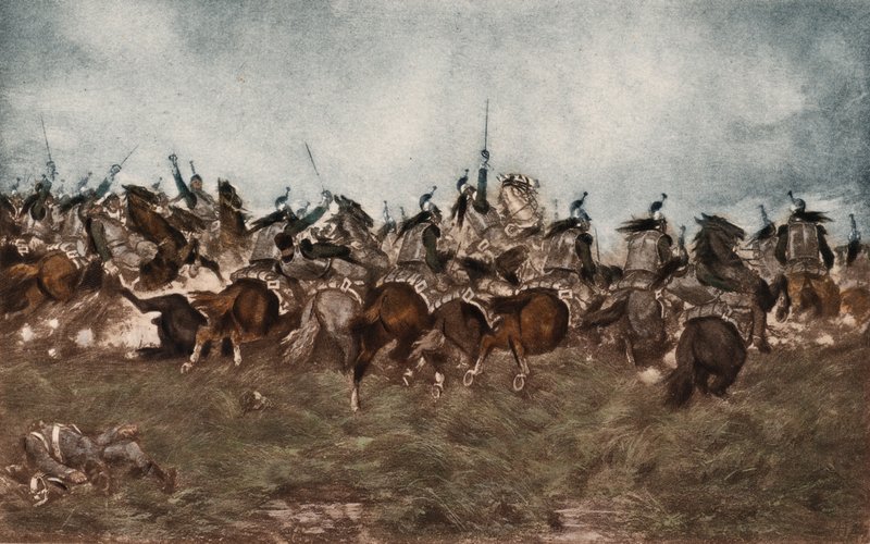 A velha guarda em Waterloo (fotogravura colorida) de English School