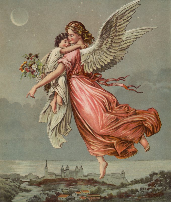Anjo da guarda, carregando criança de European School