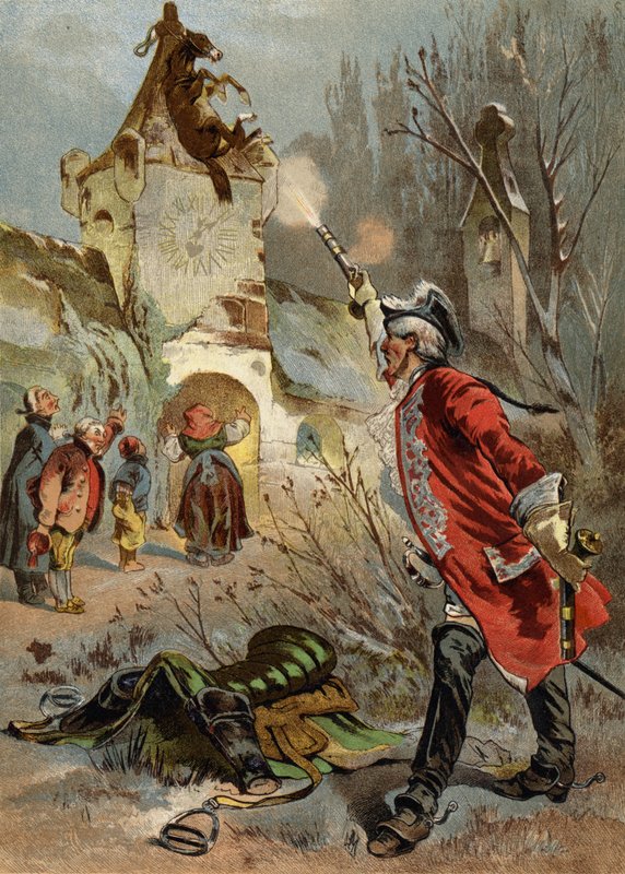 Ilustração para aventuras do Barão Munchausen de European School