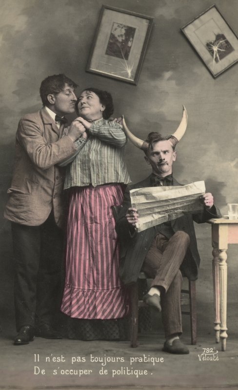 Homem, com, touros, chifres de French Photographer