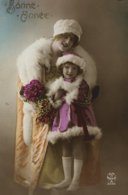 Cartão de ano novo com mãe e filha de French Photographer