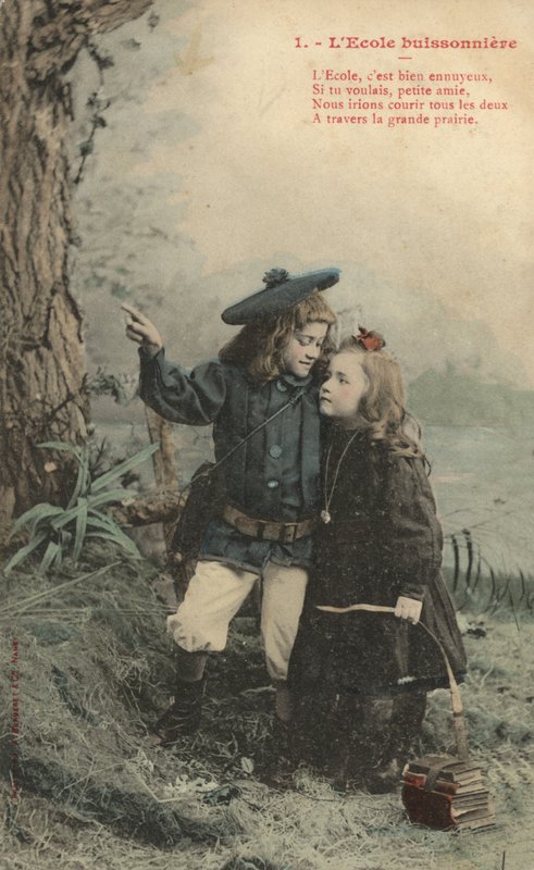 Duas crianças, jogar, truant de French Photographer