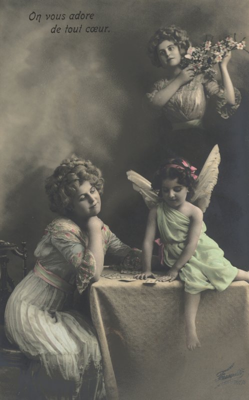 Mulher, com, um, menininha, vestido, como, um, fada de French Photographer