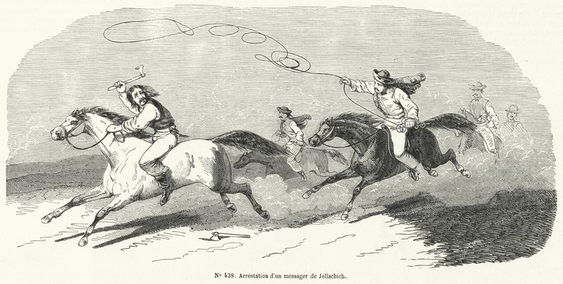 Detenção de um mensageiro de Josip Jelacic, Ban da Croácia, Revolução de 1848 de French School
