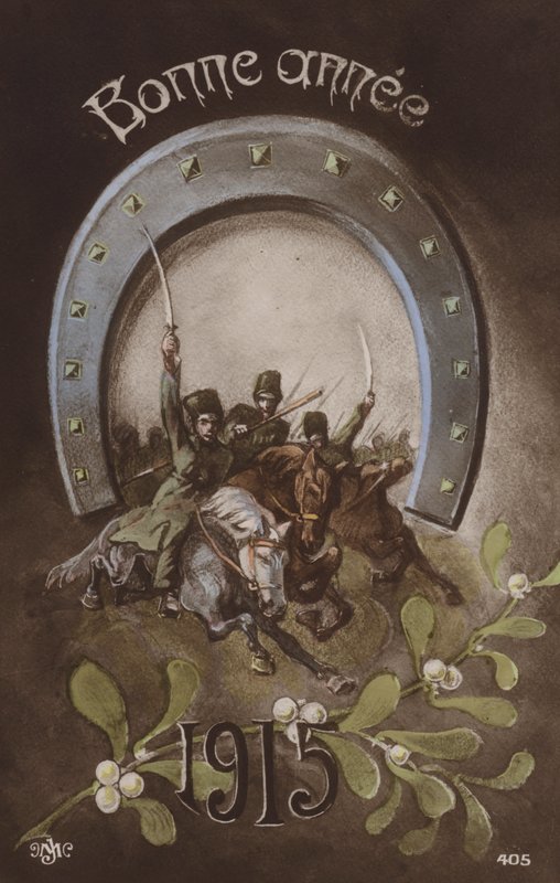 Bonne annee, cartão de ano novo francês, 1915 de French School