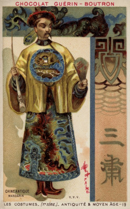 Traje de um antigo mandarim chinês de French School