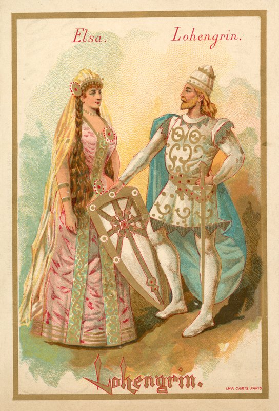 Elsa e Lohengrin, da ópera Richard Wagner Lohengrin de French School