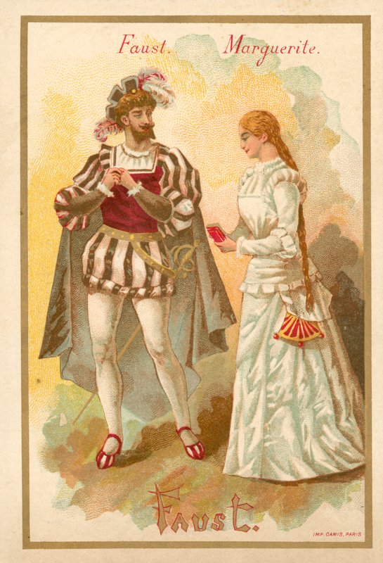 Faust e Margurite, da ópera Charles Gounods Fausto de French School