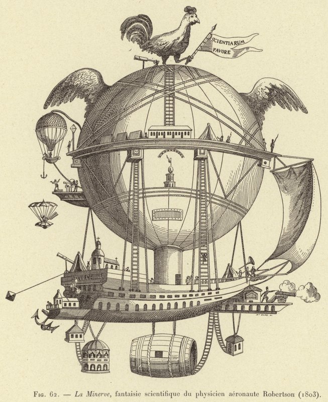 O Minerva, fantasia científica do físico aeronáutico Robertson (1803) de French School