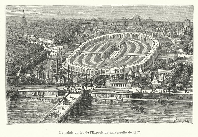 O palácio de ferro da Exposição Universal de 1867 de French School