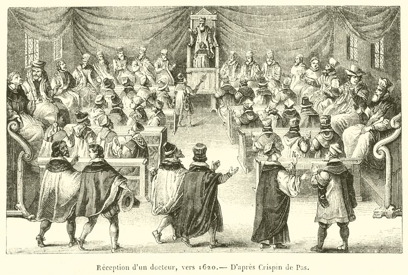 Recepção de um médico, por volta de 1620 de French School