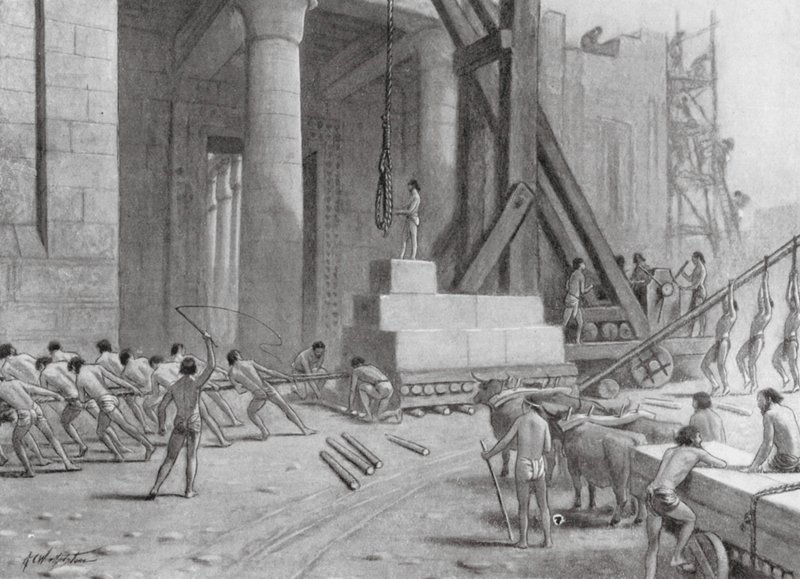 Artesãos fenícios construindo um templo para Salomão (litografia) de A.C. Weatherstone