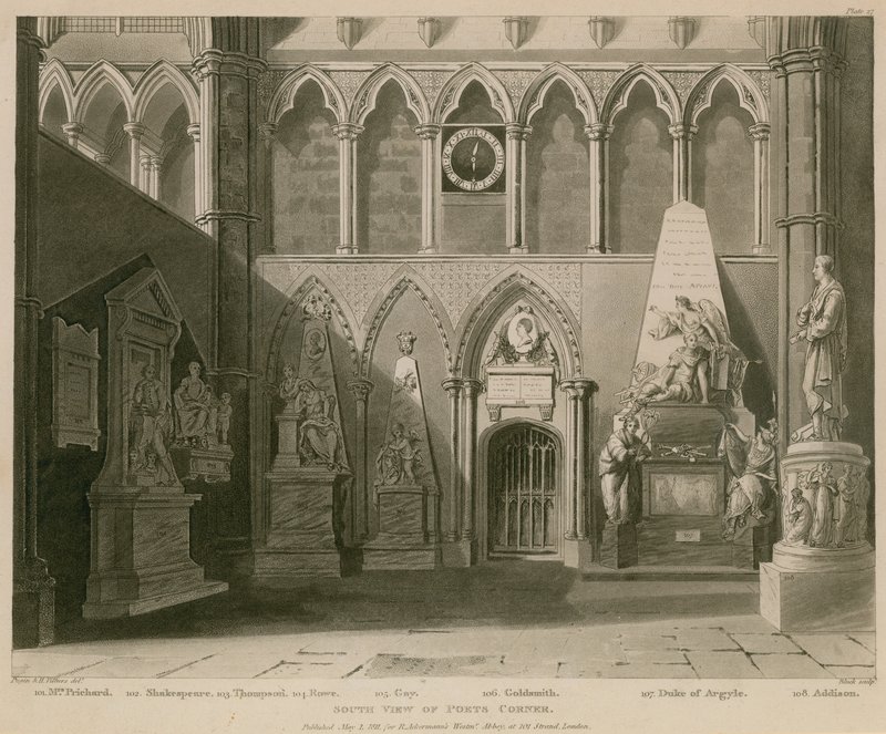 Sul, vista, de, poetas, canto, abadia westminster, londres de A.C. and Villiers, H. Pugin