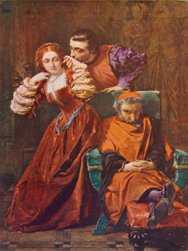 Shakespeare: Silvia e Valentine, Os Dois Cavalheiros de Verona, Acto III, Cena 1 (cor litho) de A. E. Elmore