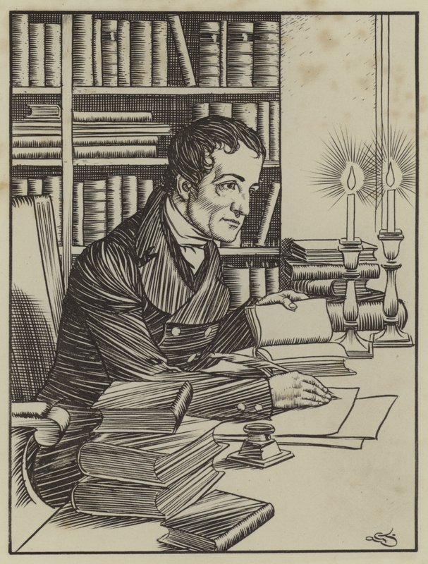 Ilustração de The Essays of Elia de Charles Lamb (litho) de A. Garth Jones