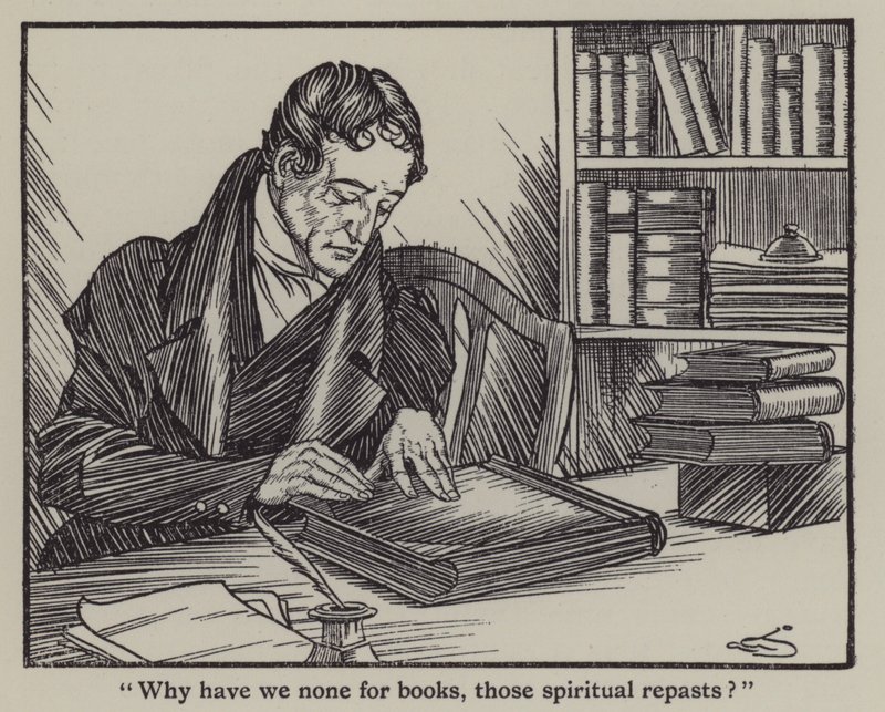 Ilustração de The Essays of Elia de Charles Lamb (litho) de A. Garth Jones