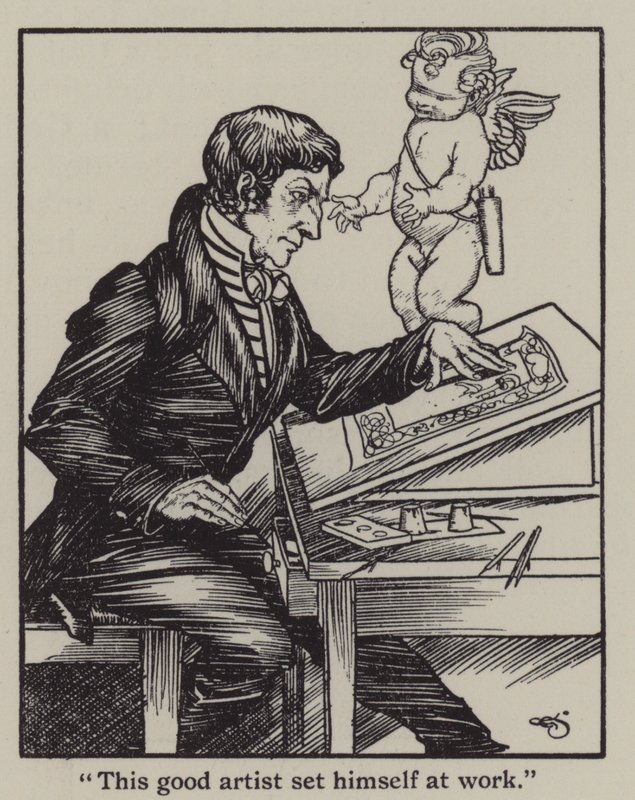 Ilustração de The Essays of Elia de Charles Lamb (litho) de A. Garth Jones