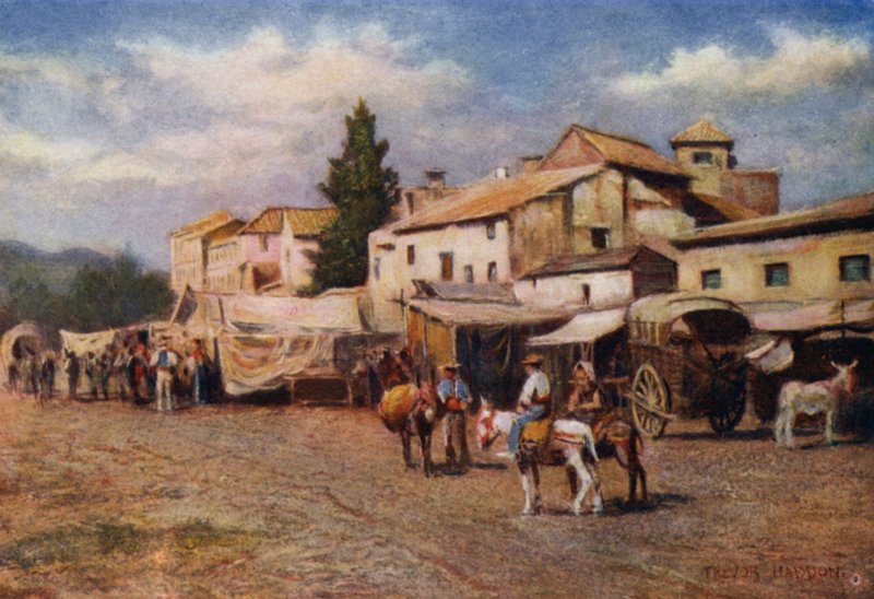 Málaga, A Guadalmedina (cor litho) de A. Trevor Haddon