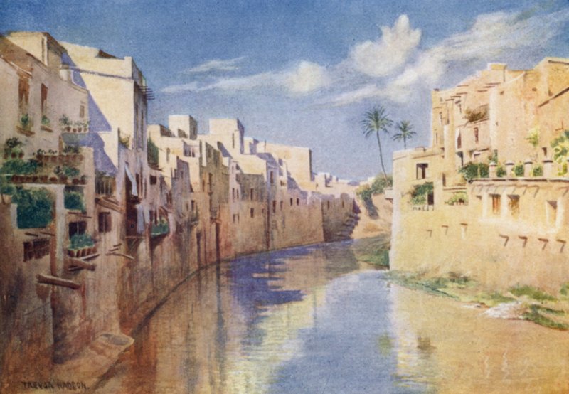 Orihuela sobre o rio Segura (cor litho) de A. Trevor Haddon