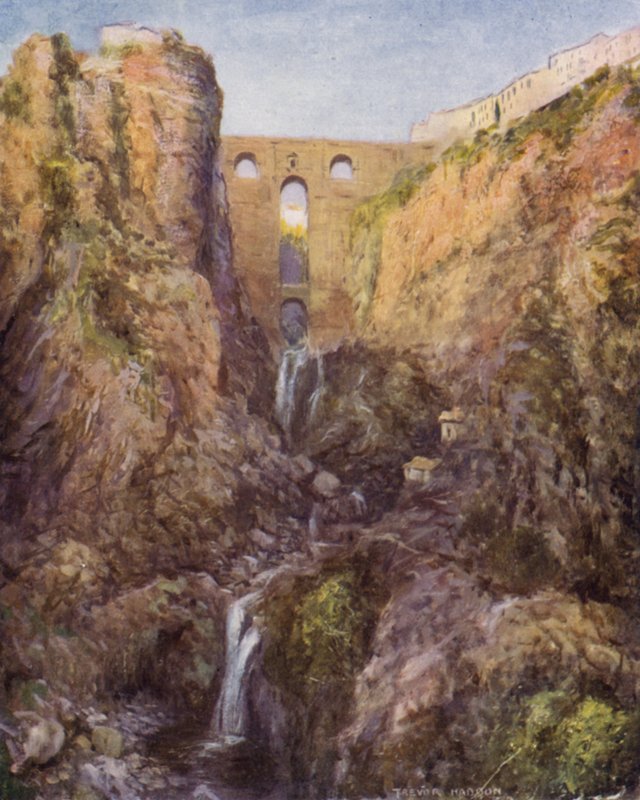 Ronda, O Tajo (cor litho) de A. Trevor Haddon