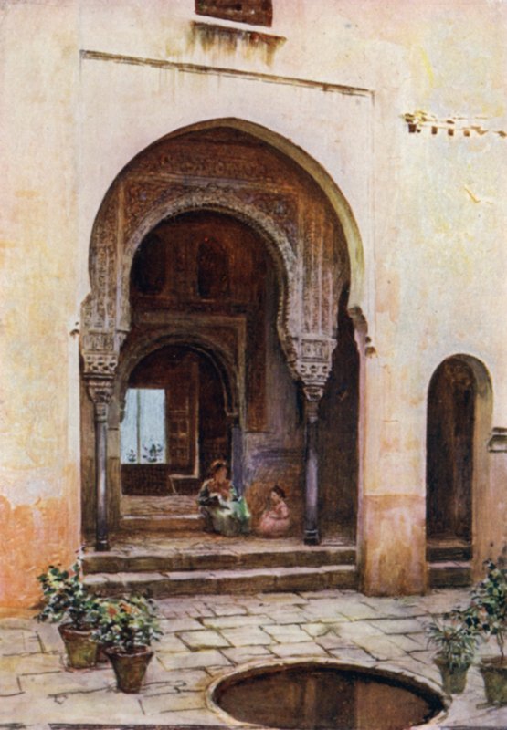 Alhambra, Corte do Mexuar, Fachada Oeste (cor litho) de A. Trevor Haddon