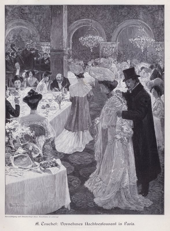 Noite num Restaurante Elegante em Paris (gravura) de Abel Truchet