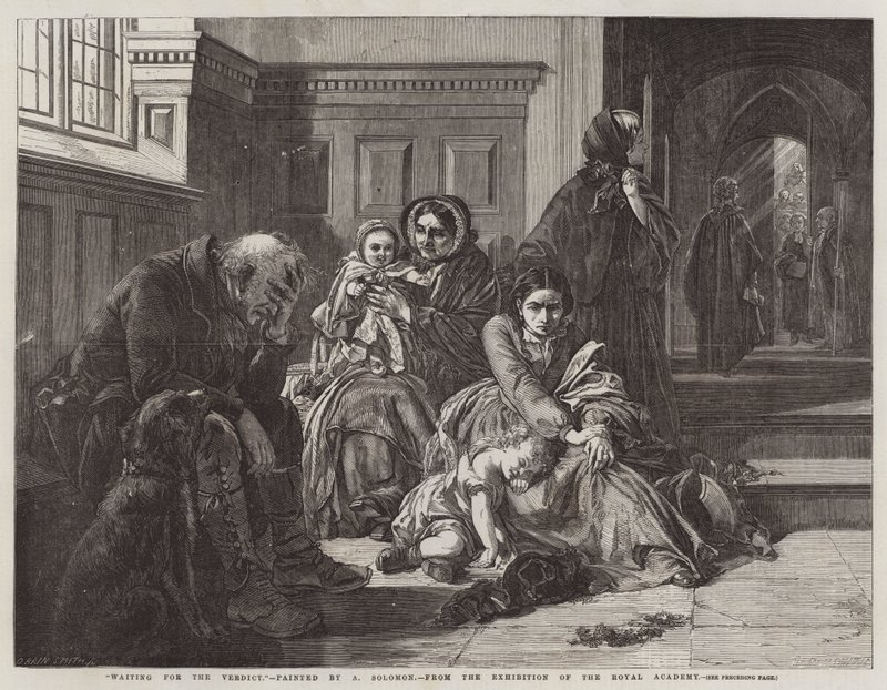 Esperando pelo veredicto, da exposição da Royal Academy de Abraham Solomon