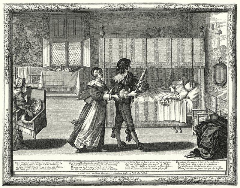 A Seringa de Enema (gravura) de Abraham (after) Bosse