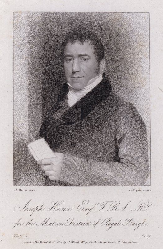 Joseph Hume, médico escocês, político e deputado radical (gravura) de Abraham (after) Wivell