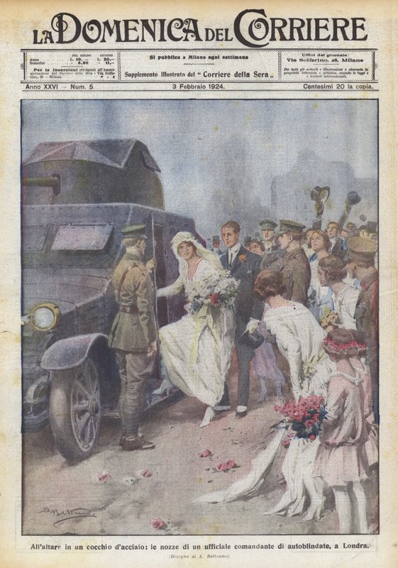 Trazer uma carruagem de aço, o casamento de um comandante de carro blindado, para Londres de Achille Beltrame