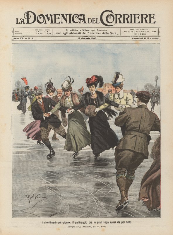 As diversões do dia, patinando agora em voga em quase toda parte de Achille Beltrame