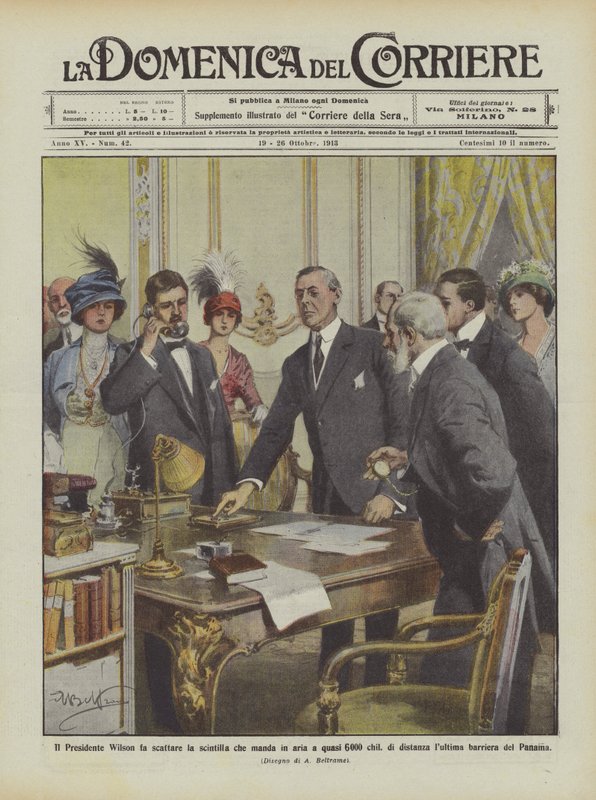 O presidente Wilson dispara a faísca que envia quase 6000 quilos de Achille Beltrame