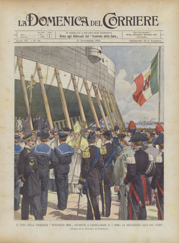 Il Varo Della Battleship Benedetto Brin aconteceu em Castellamare 7 Corr, a bênção dada pelo clero de Achille Beltrame