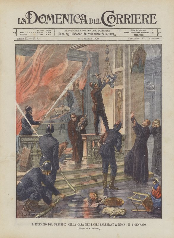 O presépio na casa dos salesianos padres em Roma, 2 de janeiro de Achille Beltrame
