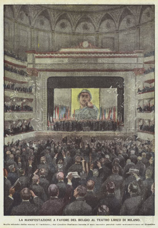 O evento em favor da Bélgica no Teatro Lirico Di Milano de Achille Beltrame