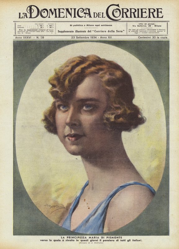 A Princesa Maria do Piemonte para a qual o pensamento de todos os italianos é abordado nos dias de hoje de Achille Beltrame