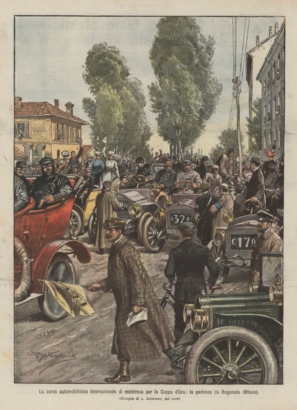 A corrida internacional de resistência pelo Coppa dOro, a saída de Rogoredo (Milan) de Achille Beltrame