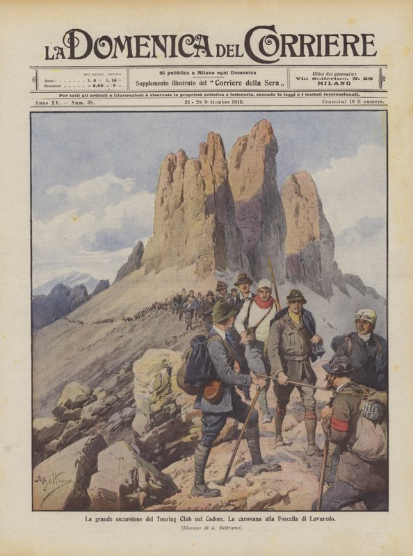 A grande excursão do Touring Club em Cadore, La carovana e Forcella di Lavaredo de Achille Beltrame