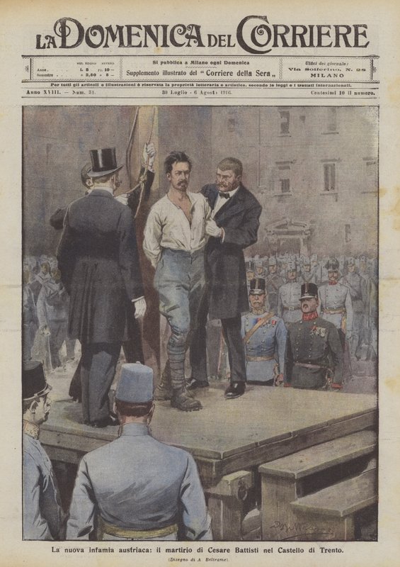 A nova infâmia austríaca, o martírio de Cesare Battisti no Castelo de Trento de Achille Beltrame