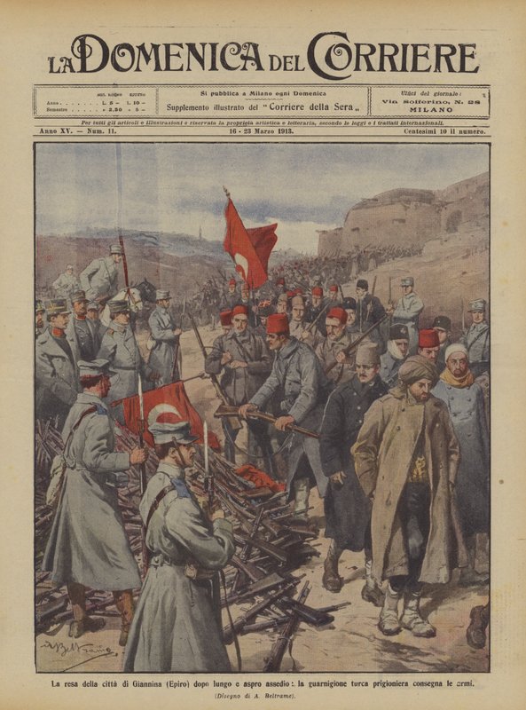 A rendição da cidade de Ioannina (Epirus) depois de um cerco longo e amargo, a guarnição turca de Achille Beltrame