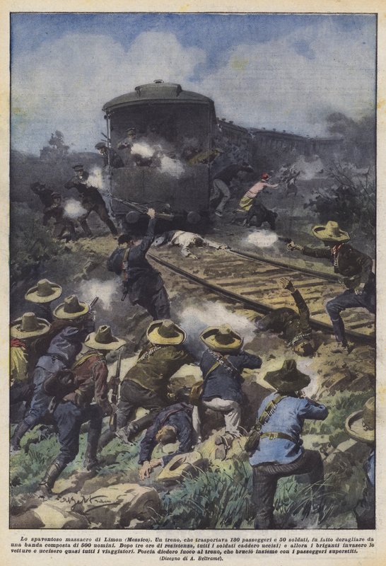 O terrível massacre de Limon (México) de Achille Beltrame