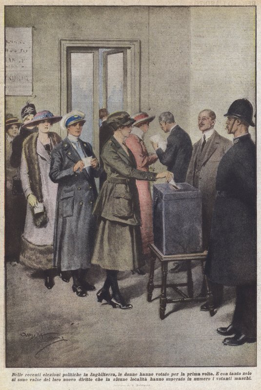 Nas últimas eleições políticas na Inglaterra, as mulheres votaram pela primeira vez de Achille Beltrame
