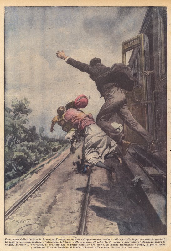 Pouco antes da estação em Toulon, na França, um menino de quatro anos caiu da janela de Achille Beltrame