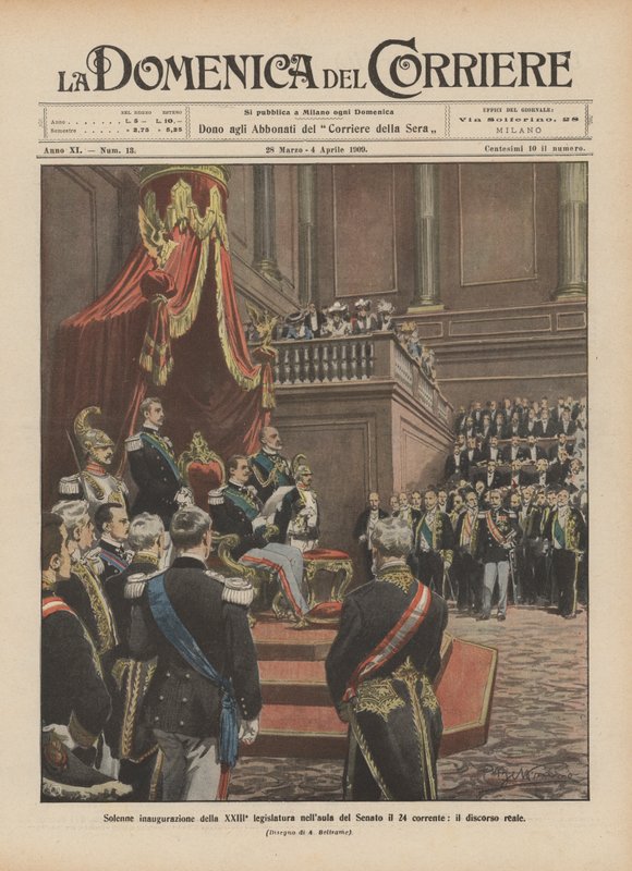 Inauguração solene da legislatura do XXIII no Senado no dia 24 corrente, o discurso real de Achille Beltrame