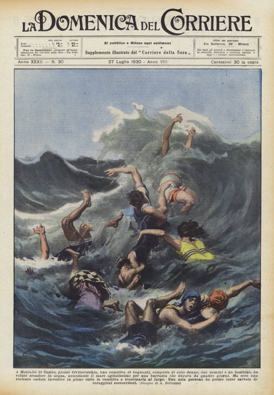 Em Montalto di Castro, perto de Civitavecchia, um grupo de nadadores, composto por sete mulheres de Achille Beltrame