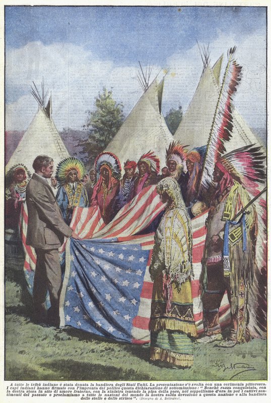 A bandeira dos EUA foi doada para todas as tribos indígenas de Achille Beltrame