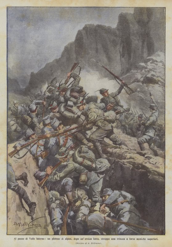 Na passagem do Valle Inferno, um pelotão de Alpini, depois de uma luta heróica, arrebata uma trincheira de Achille Beltrame