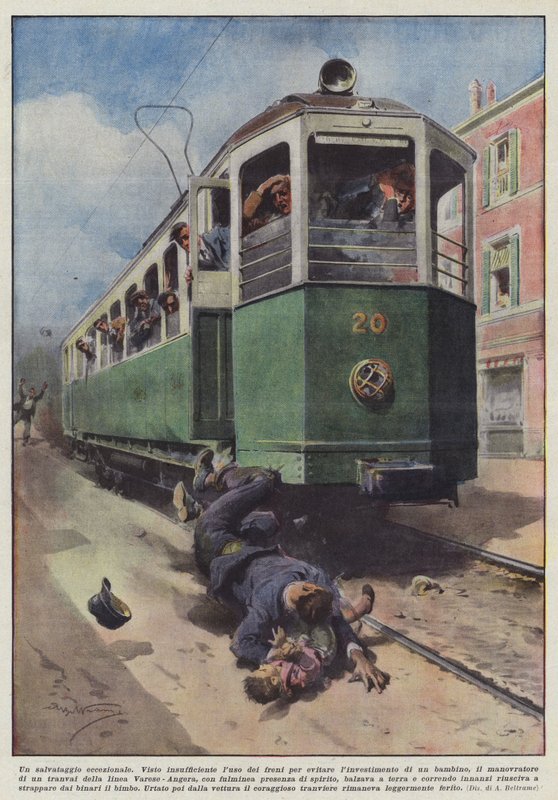 Um salvamento excepcional (cor litho) de Achille Beltrame