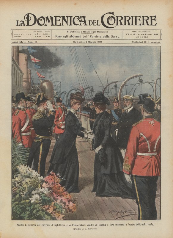 Chegada a Gênova dos Soberanos da Inglaterra e da imperatriz mãe da Rússia e seu encontro de Achille Beltrame